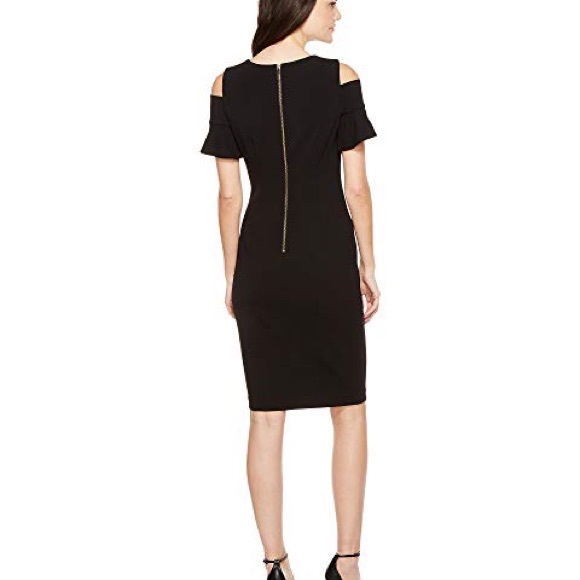 Calvin Klein Closed Shoulder Black Sheath Dress - Picture 2 of 7